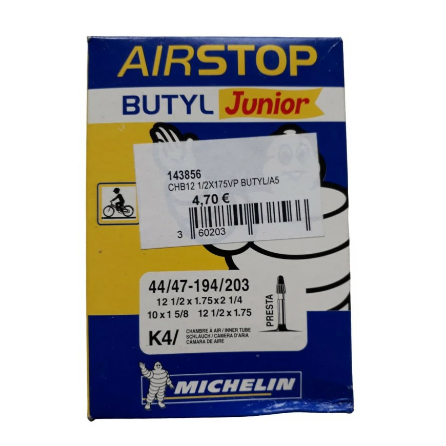 Chambre à Air 12 1/2x1,75x2 1/4 Presta Michelin K4 1 Chambre à Air 12 1/2x1,75x2 1/4 Presta Michelin K4
