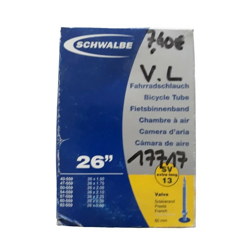 Chambre à Air VTT 26 Pouces Schwalbe Presta Longue 1 Chambre à Air VTT 26 Pouces Schwalbe Presta Longue